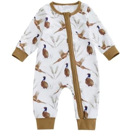Newborn Baby Boy Girl Hunting Outfit Mallard Duck Zipper Romper Jumpsuit Long Sleeve Bodysuit Duck Hunting Clothes