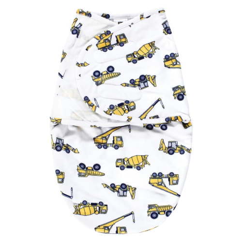 Hudson Baby Infant Boy Plush Faux Fur Swaddle Wrap, Construction, 0-3 Months