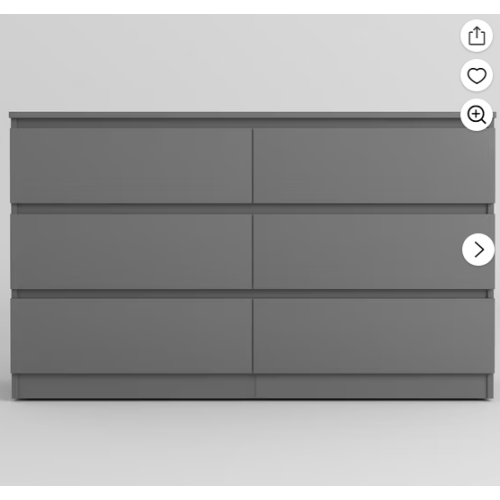 Resenkos Modern Mid Century 6 Drawer Wide Dressers Chests for Bedroom, Chest of Drawer Organizer Grey