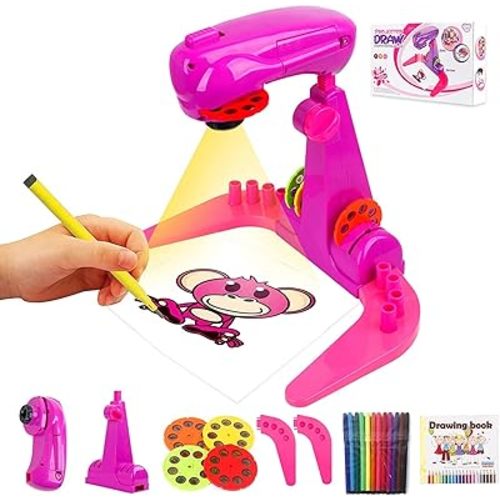 Drawing Projector for Kids Toy,Smart Art Sketcher Projector Kid Toys, with 32 Slide Cartoon Patterns and 12 Color Brush, Adjustable Pattern Size,Suitable for Children to Learn to Draw and Sketch