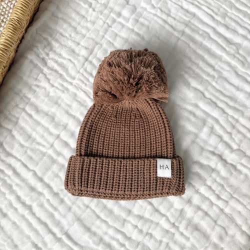 Brown Organic Cotton Knit Baby Beanie Hat