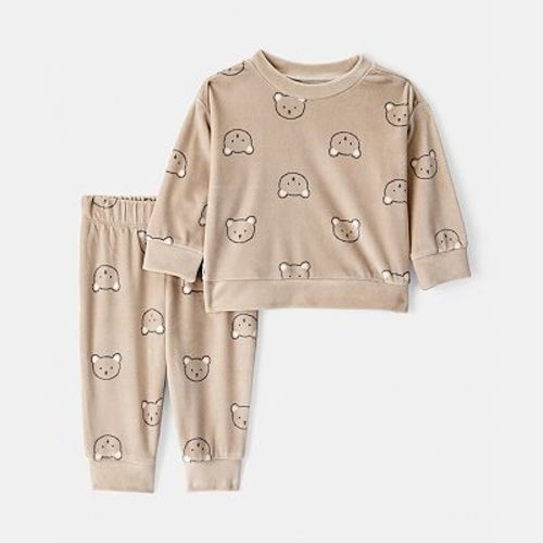 Baby Boy Carter's 2-Piece Bear Print Velour Sweatshirt & Pant Set