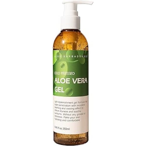 benatu Aloe Vera Gel for Face and Hair, 100% Pure Cold Pressed, Natural Facial Moisturizer for Sunburn Relief, Ance, Skin Care (8.45 fl oz)