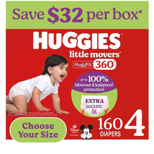 Huggies Little Movers HuggFit 360° Diapers, Sizes 3-7