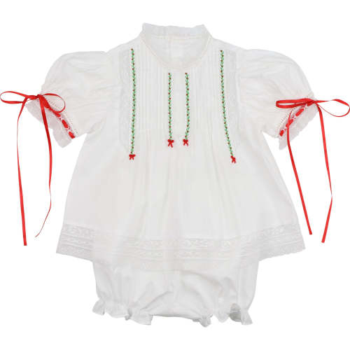 Red And Green Embroidered Heirloom Bloomer Set