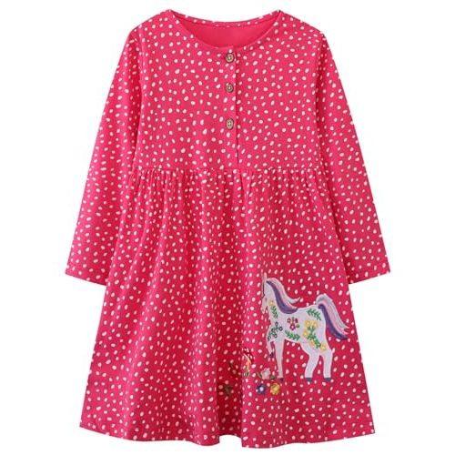 Funnymore Toddler Girls Cotton Summer Embroidery Applique Short Sleeve Dresses 2-7 Years