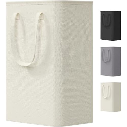Lifewit Slim Collapsible Laundry Basket with Handles, 50L, Ivory