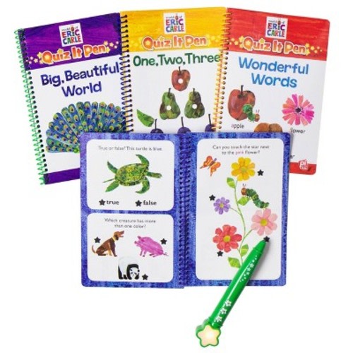 Pi Kids Eric Carle Deluxe Quiz It Pen with 4 Books and Bonus Stickers: Educational Sound Storybooks for Kids