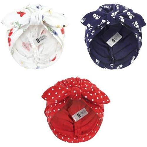 Hudson Baby Infant Girls Turban Cotton Headwraps, 0-24 Months