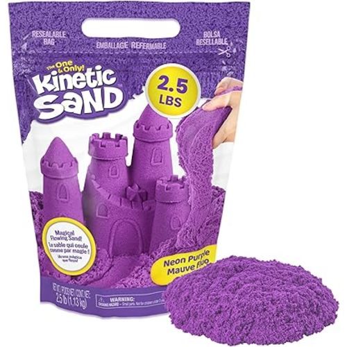 Kinetic Sand, 2.5lbs Purple Play Sand, Amazon Exclusive, Moldable Sensory Toys for Kids, Resealable Bag (Packaging May Vary), for Ages 3 and up