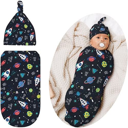 Swaddle Blanket for Baby, Soft Sleeping Bag, Swaddling Sack for Newborn Unisex Baby Stuff, Space