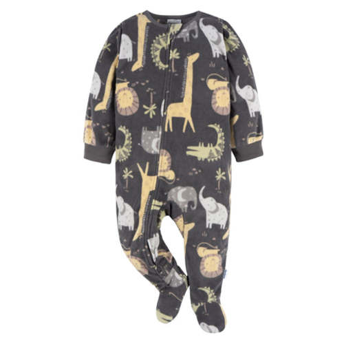 Baby &amp; Toddler Neutral Safari Animals Footed Fleece Pajamas