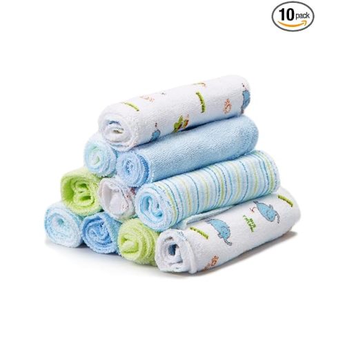 Spasilk Baby 10 Pack Soft Terry Bath Washcloth Wipes