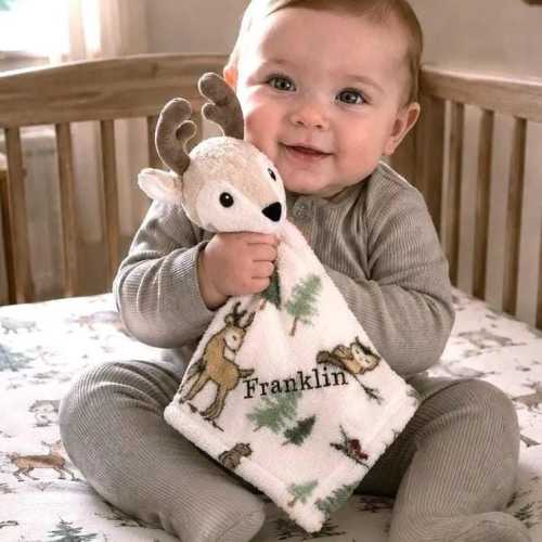 Forest Animal Buck Lovey Plush Bear Baby Gift Hunting Decor Neutral Nursery Boy Room Woodland Theme Rustic Decoration Hedgehog Toy Deer