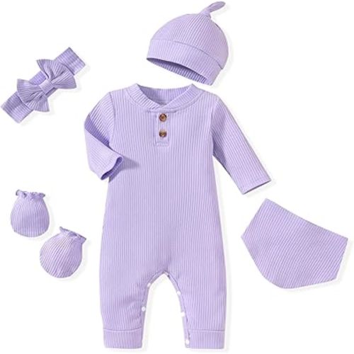 Aalizzwell Newborn Baby Ribbed Romper