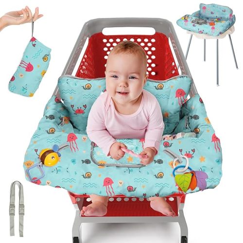 PILLANI Shopping Cart Cover for Baby, High Chair Cover for Restaurant Seat - Grocery Cart Cover for Baby Girl and Boy, Comfortable Cotton Buggy Covers for Babies - Padded Toddler Shopping Cart Cover
