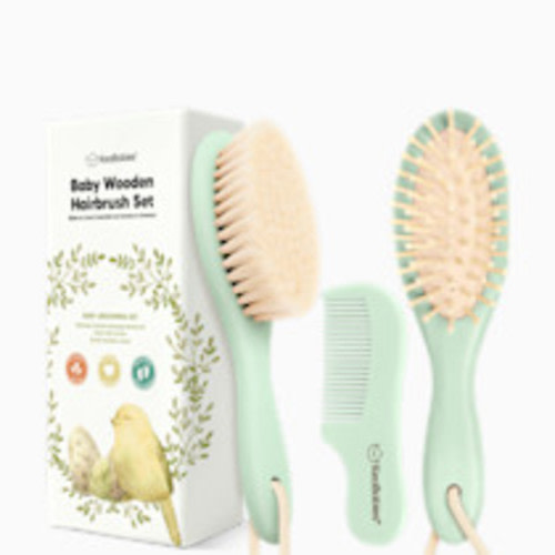 KeaBabies Baby Hairbrush Set - Sage