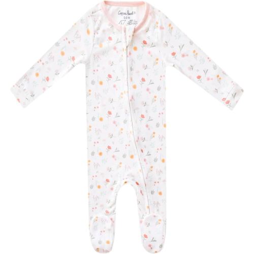 Copper Pearl Zip-Up Footie Baby Pajamas: Ultra-Soft Boys Pajamas and Girls Pajamas, Premium Knit Fabric in Stylish Prints, Tag-Free with Two-Way Zipper, Sized Newborn to 24 Months, Mabel