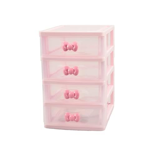 Lovely Pink Mini Receiving Storage Box With Multi-layers And Pink Bowknot Handle Gift for Mothers, Girls, Small Items Keeping Box (Four layers (7.06 x 5.22 x 8.05 inches))