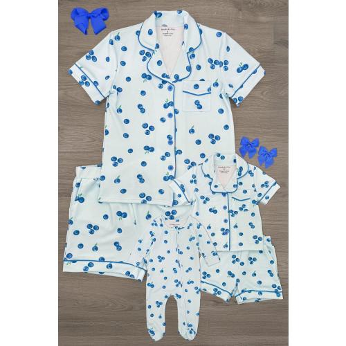 Mom & Me - Blueberry Waffle Knit Pajamas For Mom