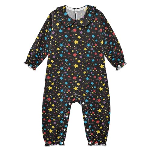 Emelivor Stars Constellations Black Baby Girl Romper Clothes Long Sleeve One-Piece Bewborn Outfits for Girls Jumpsuit,3M