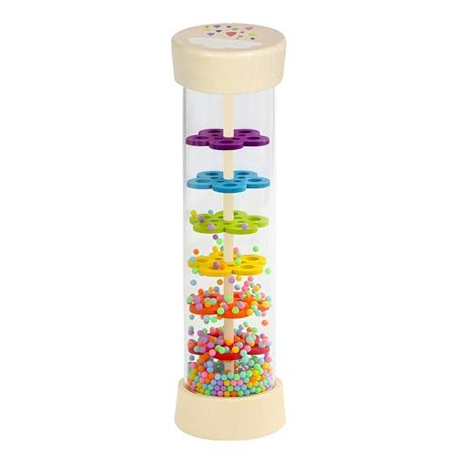Wooden Rain Stick Montessori Toys for Babies 6-12 Months, Rain Sticks for Kids, Baby Rattle Sensory Developmental Musical Toy with Calming Rain Sounds, Toddler Educational Gift for 1 Year Old - 7.7"