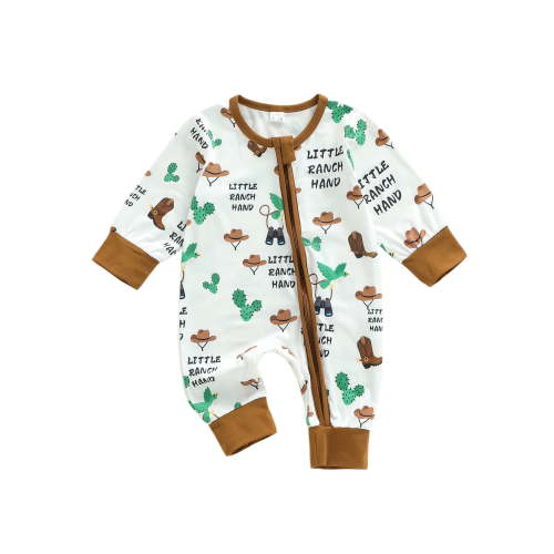 BemeyourBBs Western Baby Duck Hunting Clothes Newborn Baby Boy Cowboy Outfit Romper Boots Cactus Print Crew Neck Long Sleeve Bodysuit Infant Fall Winter Spring Clothing