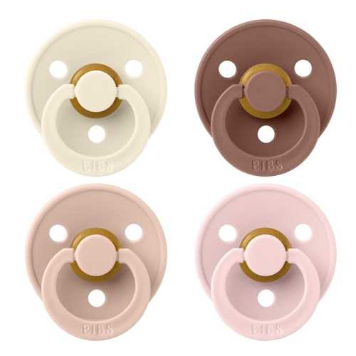 BIBS Original Colour Pacifier, 4 Pack - Ivory/Blush/Woodchuck/Blossom - Size 2 (6-18 m)