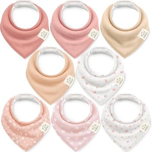 KeaBabies 8pk Organic Baby Bandana Bibs for Drooling and Teething (Butterflies)