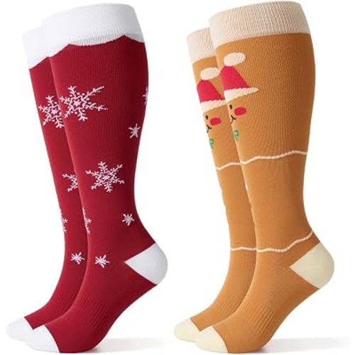 Momcozy Compression Socks for Women Wide Calf, 15-20mmHg Knee High Support Socks for Pregnancy, Nurses, Travel, Flying