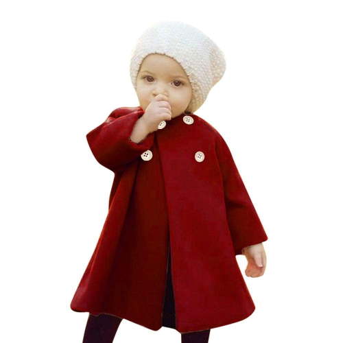 Younger Tree Toddler Baby Girl Fall Winter Solid Long Sleeve Button Jacket Coats Outwear for 12-18 Months