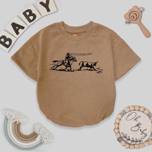 Western Cowboy Baby Romper, Rodeo Baby Outfit, Ranch Life Infant Clothes, Cowgirl Cowboy Gift, Country Western Baby Clothing