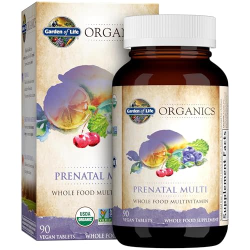 Garden of Life Organics Womens Prenatal Multivitamin with Vitamin D3, B6, B12, C & Iron, Folate for Energy & Healthy Fetal Development  Organic, Non-GMO, Gluten-Free, Vegan, 90 Day Supply
