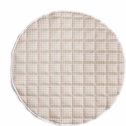Picnic Gingham Round play Mat, Beige - Gooselings | Maisonette
