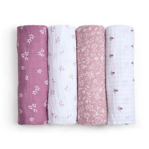 aden + anais heritage floral organic cotton muslin swaddles 4 pack