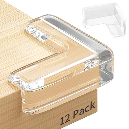12 Pack Table Protectors, Corner Protector for Baby, Clear Furniture Corner Guards & Edge Safety Bumpers Cushion to Cover Sharp Furniture & Table Edges (12 Count (Pack of 1))