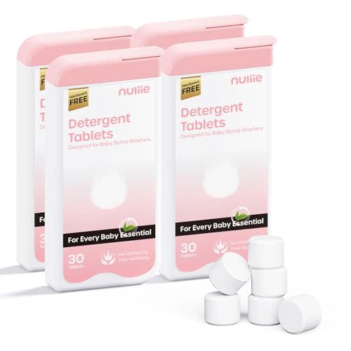 Nuliie 120PCS Detergent Tablets with Sealed Box, Bottle Washer Tablets for Momcozy, Baby Brezza, GROWNSY & Momfann, Removes Milk Residue & Odor, Gentle Formula Safe