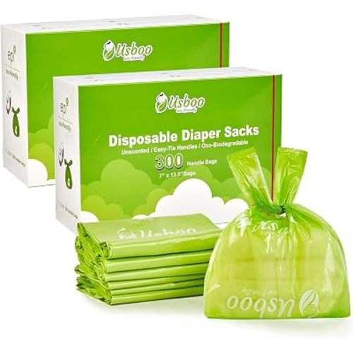 USBOO Disposable Diaper Bags, OXO-Biodegradable, 2 Pack / 600 Count