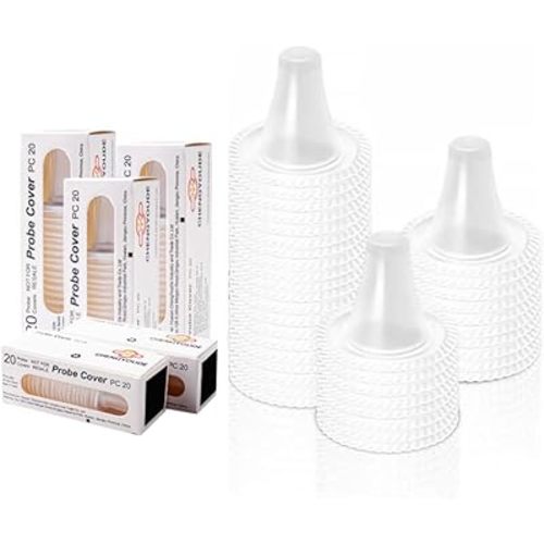 120 Counts Thermometer Ear Covers, Ear Thermometer Probe Covers, Lens Filters/Refill Caps for All Braun Ear Themometer Models, BPA Free Digital Disposable Ear Thermometer Covers