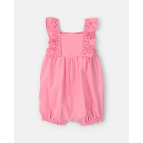 Baby Girl Eyelet Sleeveless Romper - Pink | Carter's
