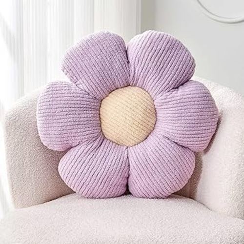 Flower Throw Pillow, Soft Lavender 14.9" Shaped Floor Pillow for Home Decor, Cute Aesthetic Plush Decorative Pillows for Bed, Sofa, Couch