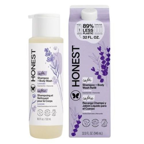 The Honest Company Calm Shampoo + Body Wash Refill, Lavender 32 fl oz + Shampoo + Body Wash 18 fl oz