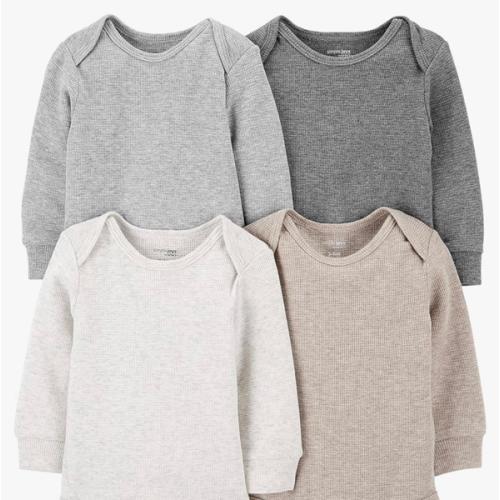 Simple Joys by Carter's Baby 4-pack Soft Thermal Long Sleeve Bodysuits