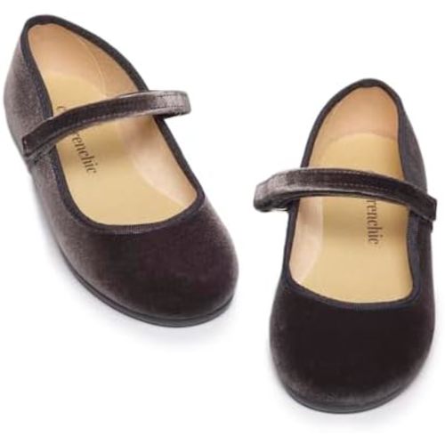 Childrenchic Mary Jane Shoes for Girls – Classic & Comfortable Dress Shoes for Toddlers & Kids – Perfect Flats for School, Play, and Special Occasions (Velvet)