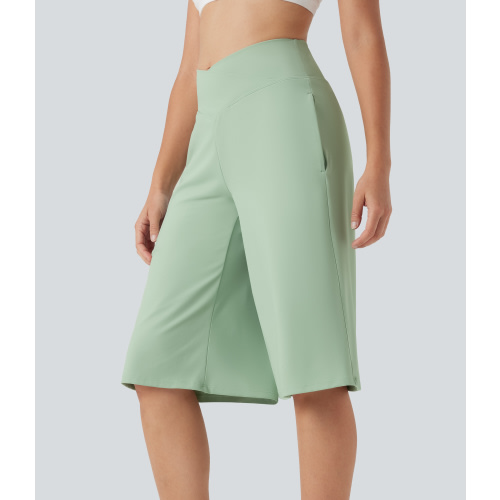 SoftlyZero™ Airy Crossover High Waisted Wide Leg Cool Touch Yoga Pedal Pusher Pants with Pockets