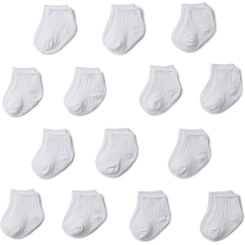 Amazon Essentials Unisex Babies' Non Slip Grip Ribbed Ankle Socks, 14 Pairs