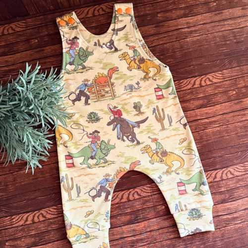 Baby Gender Neutral Cowboy Dinosaur Romper