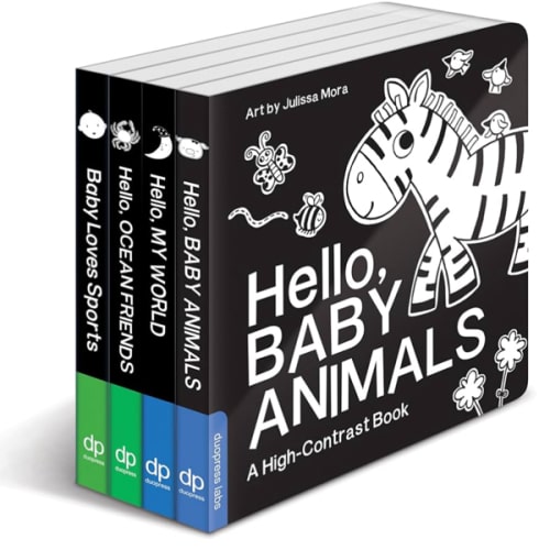 High Contrast Baby Book Set: 4 Board Books for Newborns