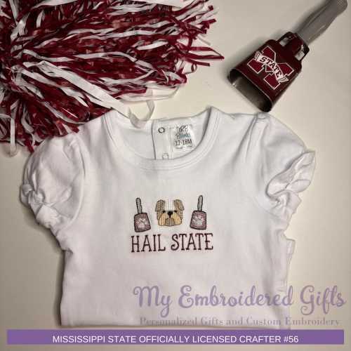 Personalized Embroidered Mississippi State Infant Body Suit with Ruffled Sleeves/ Mississippi State Custom Body Suit