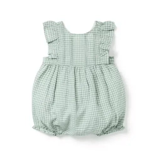 Baby Herbal Green Gingham Baby Gingham Ruffle Romper by Janie and Jack